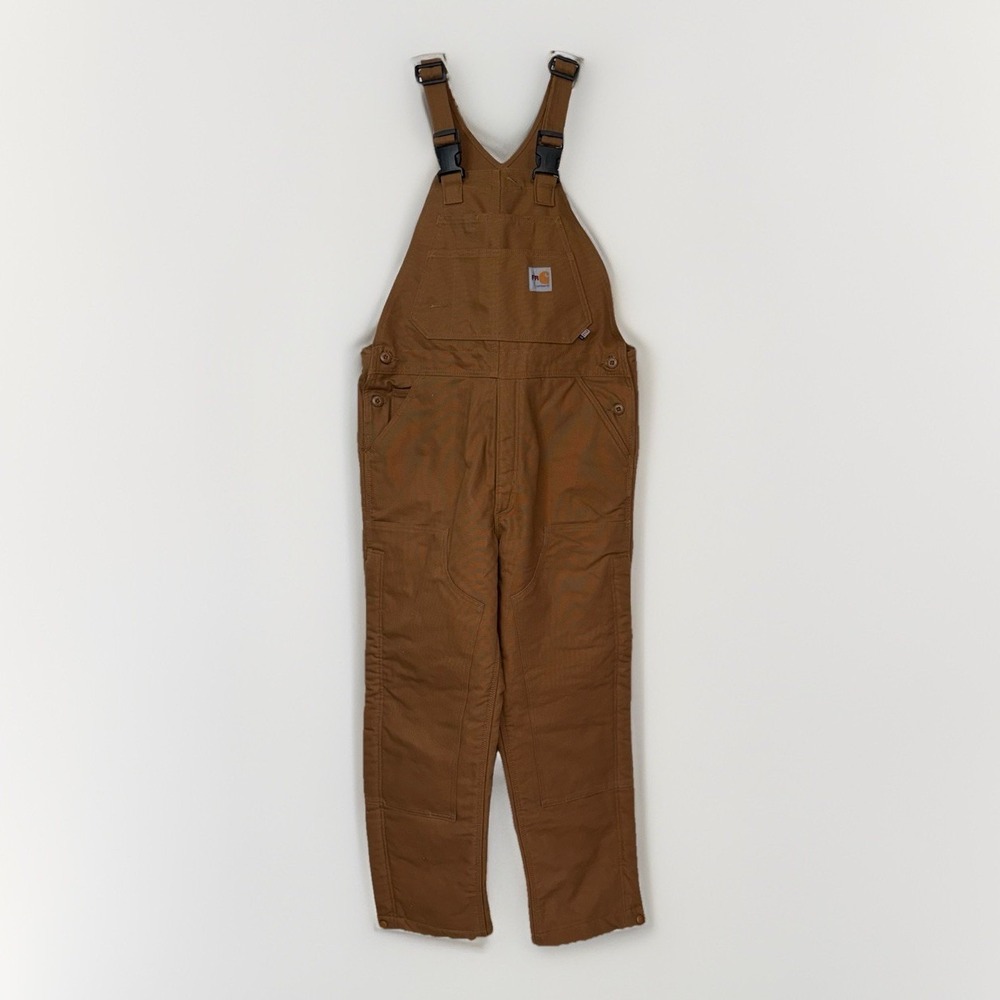 Carhartt FR Insulated Bib Overalls 32x30 Brown Duck Canvas NWOT 101626-211